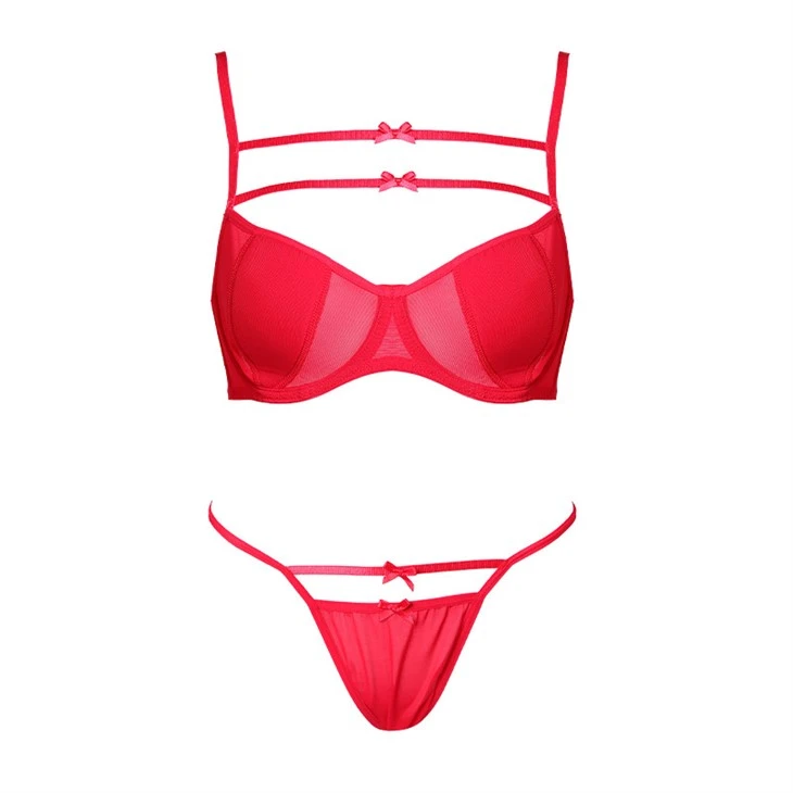 red 2 piece bra and panties