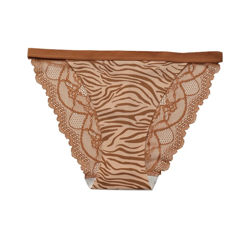 Seamless Sexy Animal Print Mid-Waist Thin Strap Women's Briefs Plus Size Workout Panties