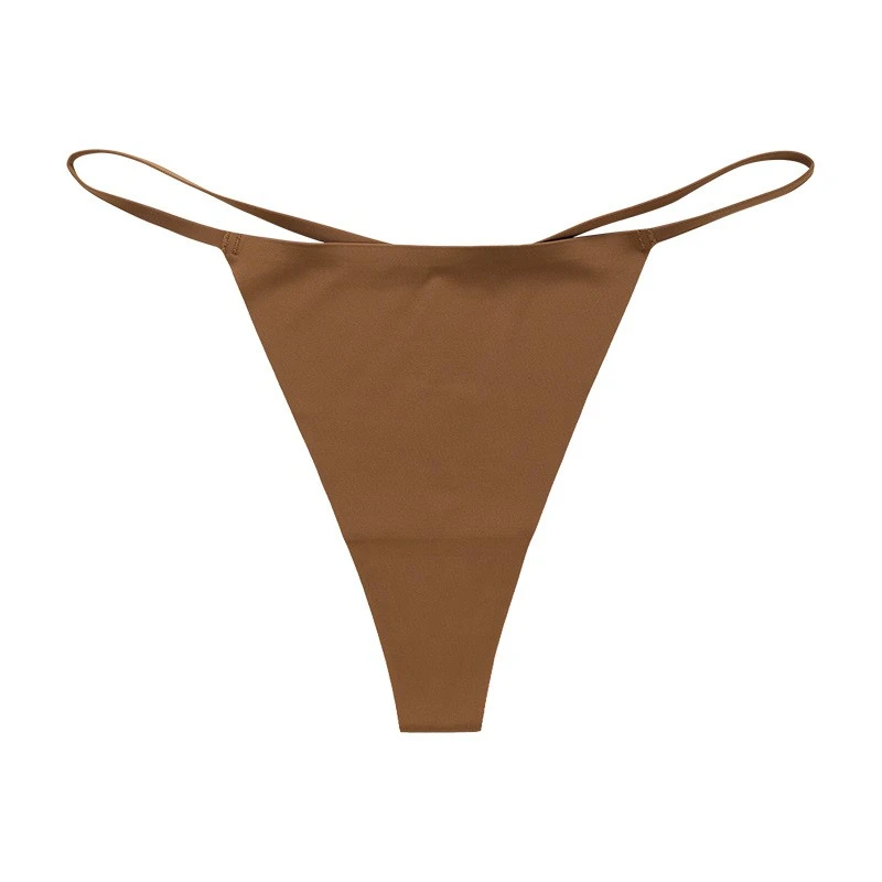 Women's Seamless Plus Size Sexy Low-Rise Thin Strap One-Piece Ice Silk Thong Underwear