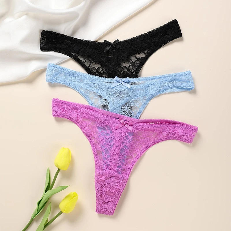 Women's Sexy Lace G-Strings Panties Plus Size Sheer Underwear